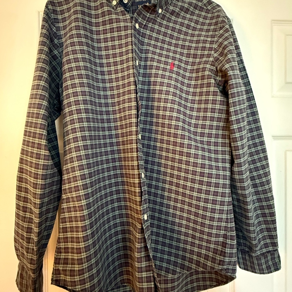 Polo Ralph Lauren Navy and Green Plaid Shirt